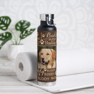 Personalised Photo Names Brown Dog Water Bottle