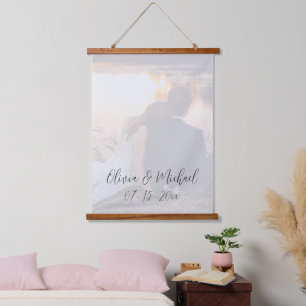 Personalised Photo Names Date Keepsake Hanging Tapestry