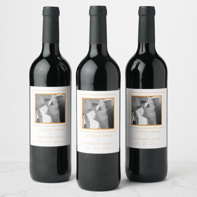 Personalised Photo Orange Wine Label (Bottles)