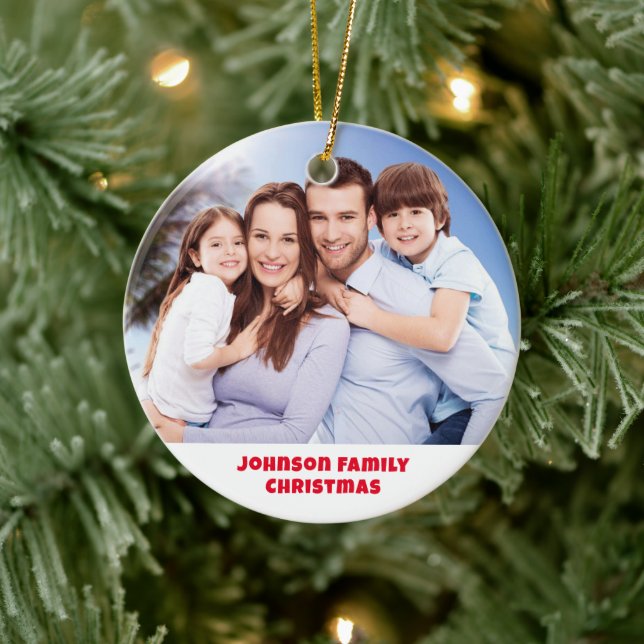 Personalised Photo Ornament, Custom Family Picture Ceramic Tree Decoration (Tree)