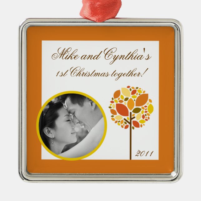 Personalised Photo Ornament Modern Autumn Tree (Front)