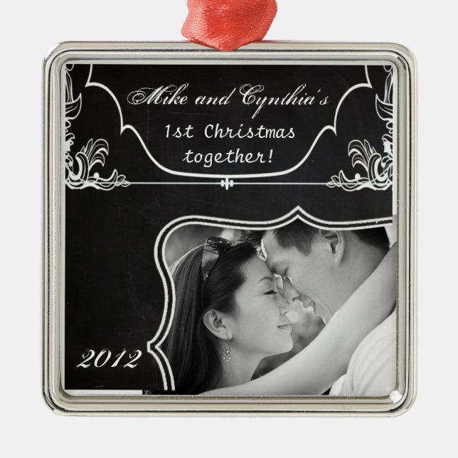 Personalised Photo Ornament Modern Chalkboard (Front)