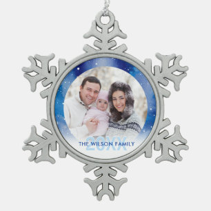 Personalised Photo Ornaments Pewter Snowflake