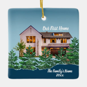 Personalised Photo Our First Home Christmas Ceramic Ornament