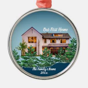 Personalised Photo Our First Home Christmas Metal Tree Decoration