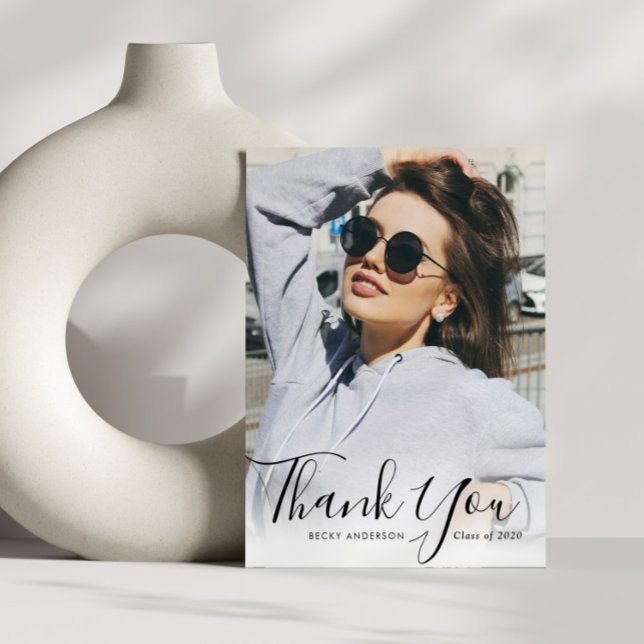 Personalised photo overlay graduation thank you postcard (Creator Uploaded)