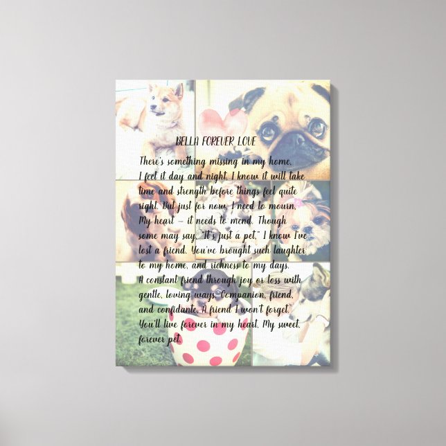 Personalised photo pet memorial poem  canvas print (Front)
