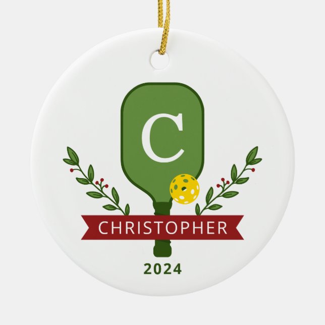 Personalised Photo Pickleball Christmas Ornament (Front)