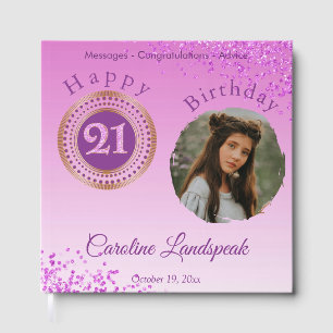 Personalised Photo Pink Glitter, 21st Birthday Guest Book