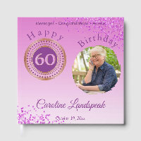 Personalised Photo Pink Glitter, 60th Birthday