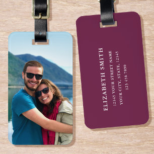Personalised Photo Pink Plum Simple Modern Luggage Tag