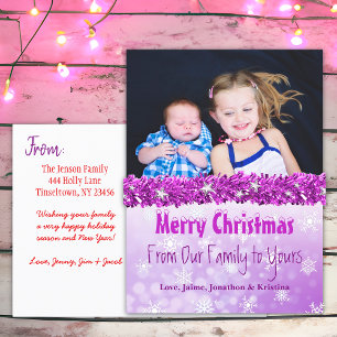 Personalised Photo Purple Candy Cane Christmas Holiday Postcard