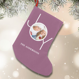 Personalised Photo Purple Christmas Small Christmas Stocking