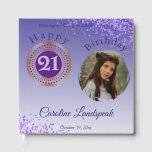 Personalised Photo Purple Glitter, 21st Birthday Guest Book<br><div class="desc">Make your birthday memorable with this beautiful guestbook with unique glitter number,  balloons and custom photo.</div>