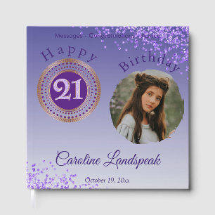 Personalised Photo Purple Glitter, 21st Birthday Guest Book