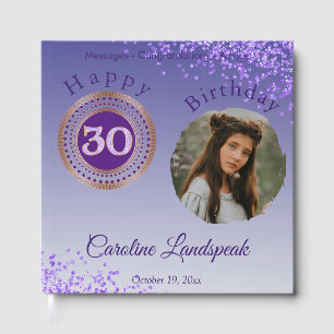 Personalised Photo Purple Glitter, 30th Birthday Guest Book