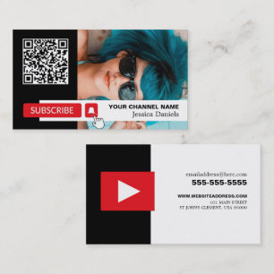 Personalised Photo & QR Code, Youtube - Vlogger Business Card