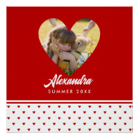 Personalised Photo Red Heart Frame Modern Birthday