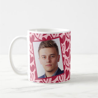 Personalised Photo Red Pink Hearts Coffee Mug