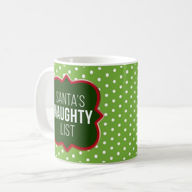 Personalised Photo Santa's Naughty List Coffee Mug (Front Left)