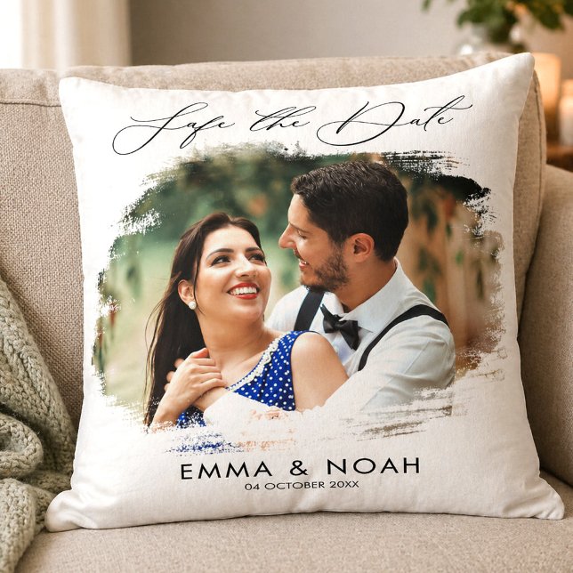 Personalised Photo Save the Date Wedding Keepsake  Cushion (Personalized Photo Save the Date Wedding Keepsake Throw Pillow, Custom Cushion)