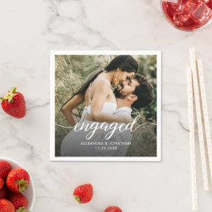 Personalised Photo Script Engagement Party  Napkin