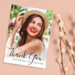 Personalised photo script graduation thank you postcard<br><div class="desc">a script overlay photo card design with a custom photo and black script text. Feel free to personalise the image and thank you message at the back.</div>