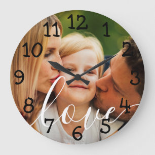 Personalised Photo Script Love Large Clock