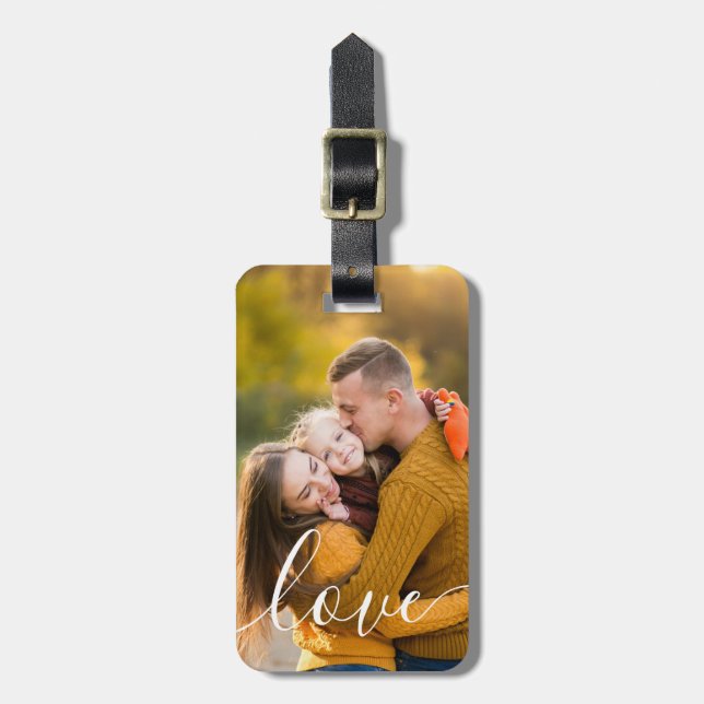 Personalised Photo Script Love Luggage Tag (Front Vertical)