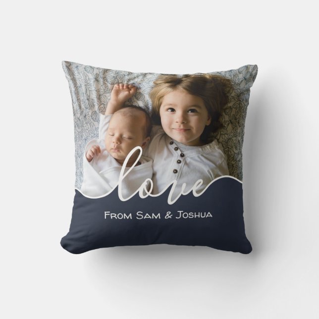 Personalised Photo Script Love Mothers Day Pillow (Front)