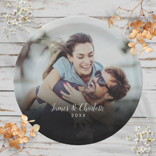 Personalised Photo Script Name Date Paper Plate