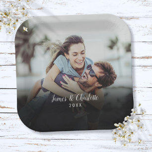 Personalised Photo Script Name Date Paper Plate