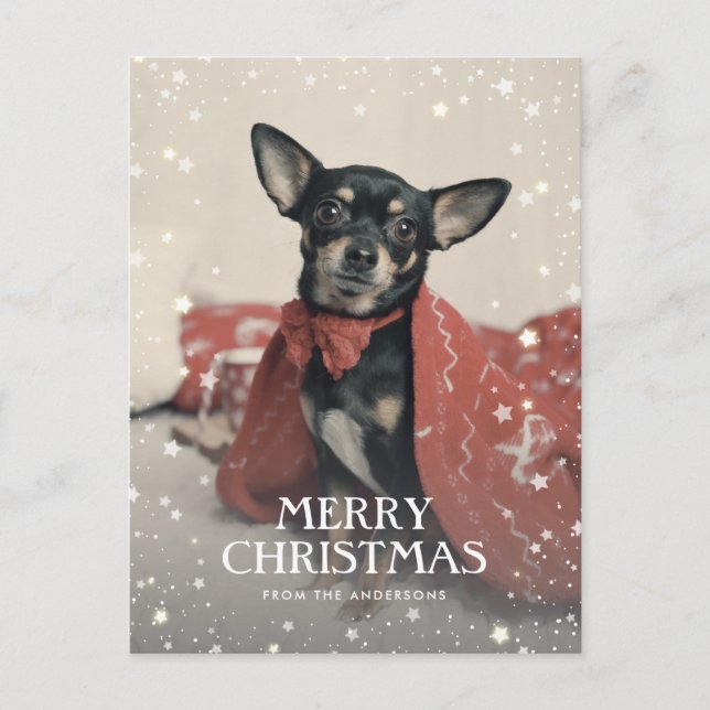 Personalised Photo Stars Snow Christmas Holiday Postcard (Front)