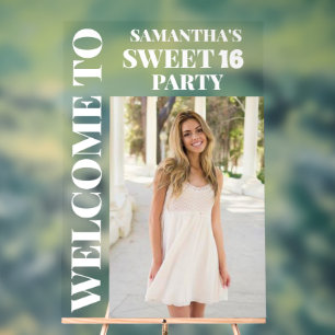 Personalised Photo Sweet 16 Welcome Acrylic Sign