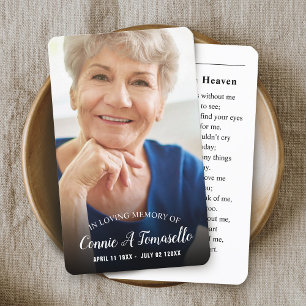 Personalised Photo Sympathy Funeral Memorial Card