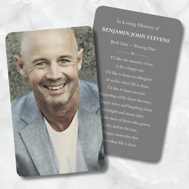 Personalised Photo Sympathy Funeral Memorial Card (Photo Memorial Prayer Card)