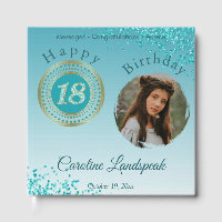 Personalised Photo Teal Blue Glitter 18th Birthday