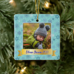 Personalised Photo Teal Snowflake Ceramic Ornament<br><div class="desc">This playful snowflake design will make a perfect gift for those proud grandparents,  aunts,  uncles,  etc.  Have fun customising it!</div>