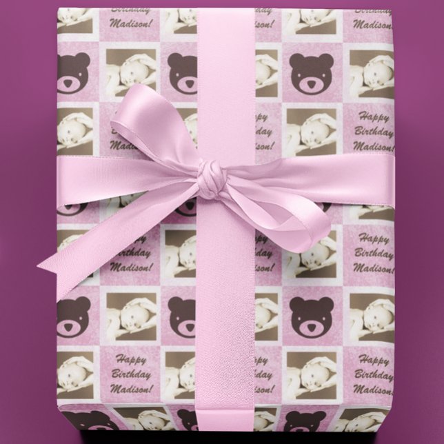 Personalised Photo Teddy Bear Wrapping Paper (Creator Uploaded)
