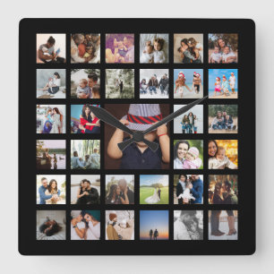 Personalised Photo Template Collage Square Wall Clock
