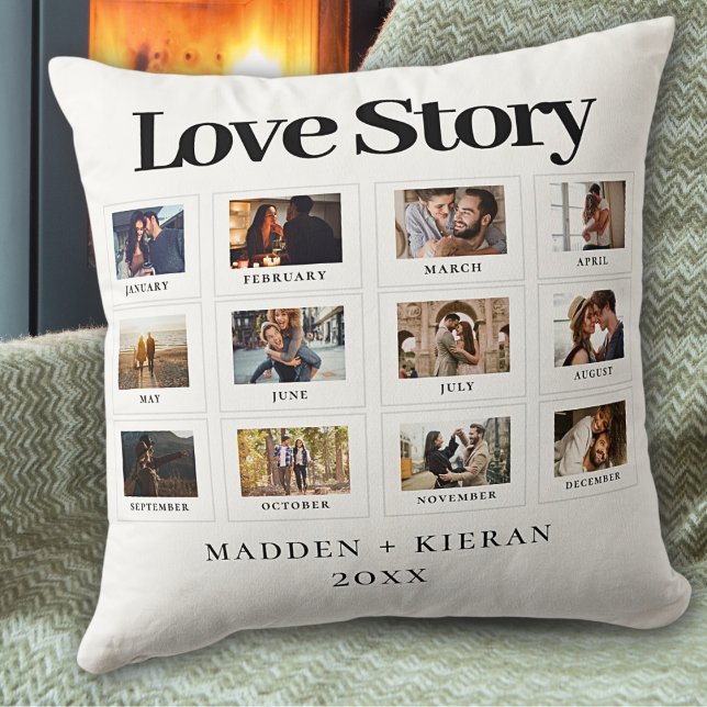 Personalised Photo Text Modern Couples Love Story Cushion (Creator Uploaded)
