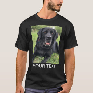 Personalised Photo Text Pet Dog Black T-Shirt