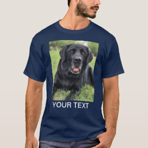 Personalised Photo Text Pet Dog Navy Blue T-Shirt
