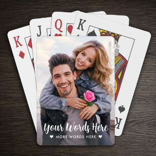 Personalised Photo & Text Script Love Heart Playing Cards