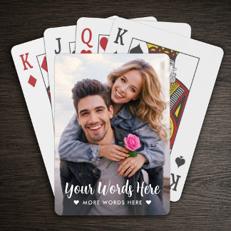 Personalised Photo & Text Script Love Heart Playing Cards