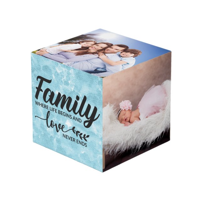 Personalised Photo - Together we make a family Cube (Front Angled)