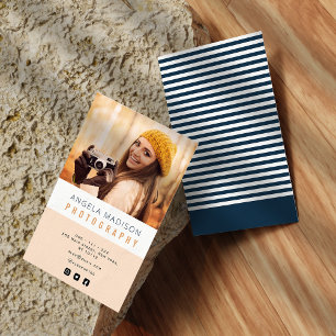 personalised photo trendy photographer business card