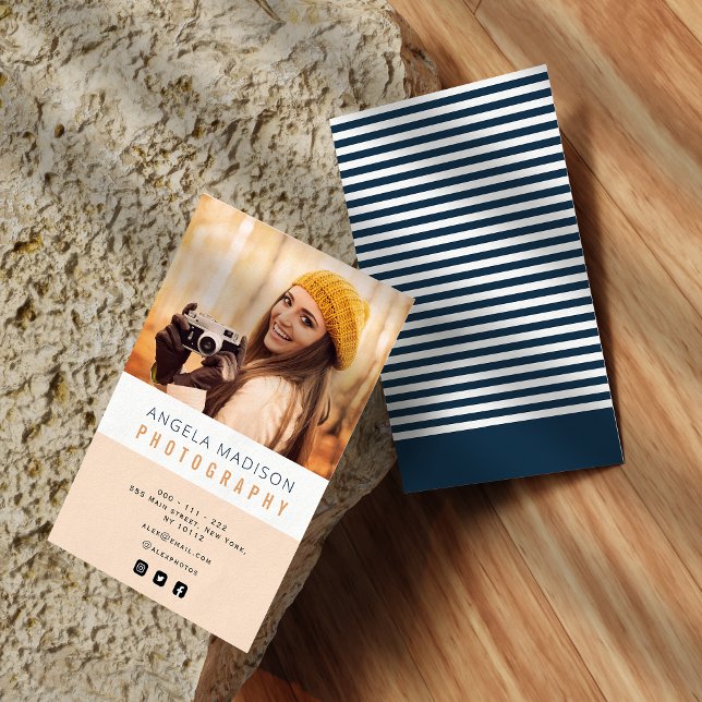 personalised photo trendy photographer business card (Creator Uploaded)