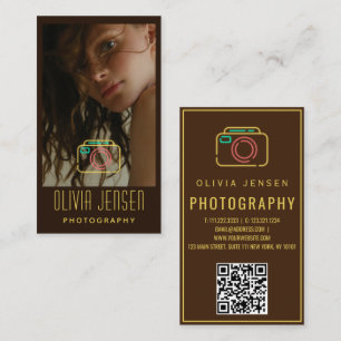 personalised photo trendy photographer qr code business card