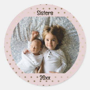 Personalised Photo Two Lines Text Custom Classic Round Sticker